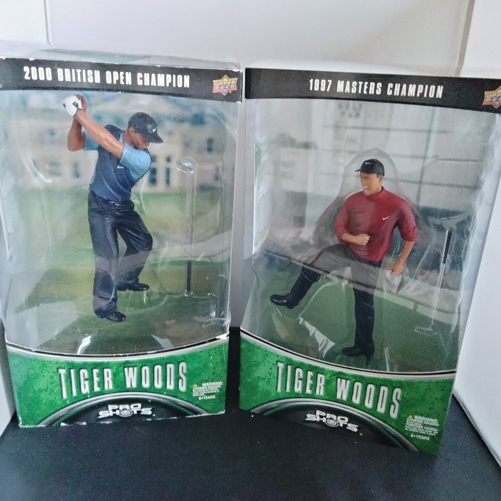 2 TIGER WOODS Pro Sports Upper Deck Figures 2000 British Open 1997 Masters Card
